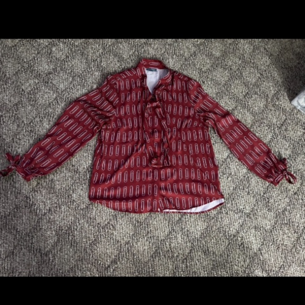 ModCloth Button Up with Tie Sleeves and Tie Scarf